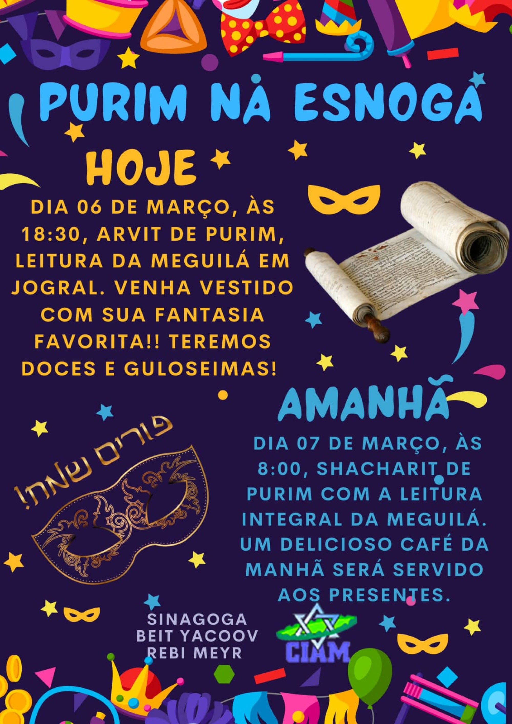 Federadas reúnem adultos e crianças para celebrar a Festa de Purim - Fundada em 1948, a CONIB – Confederação Israelita do Brasil é o órgão de representação e coordenação política da comunidade judaica brasileira. 
